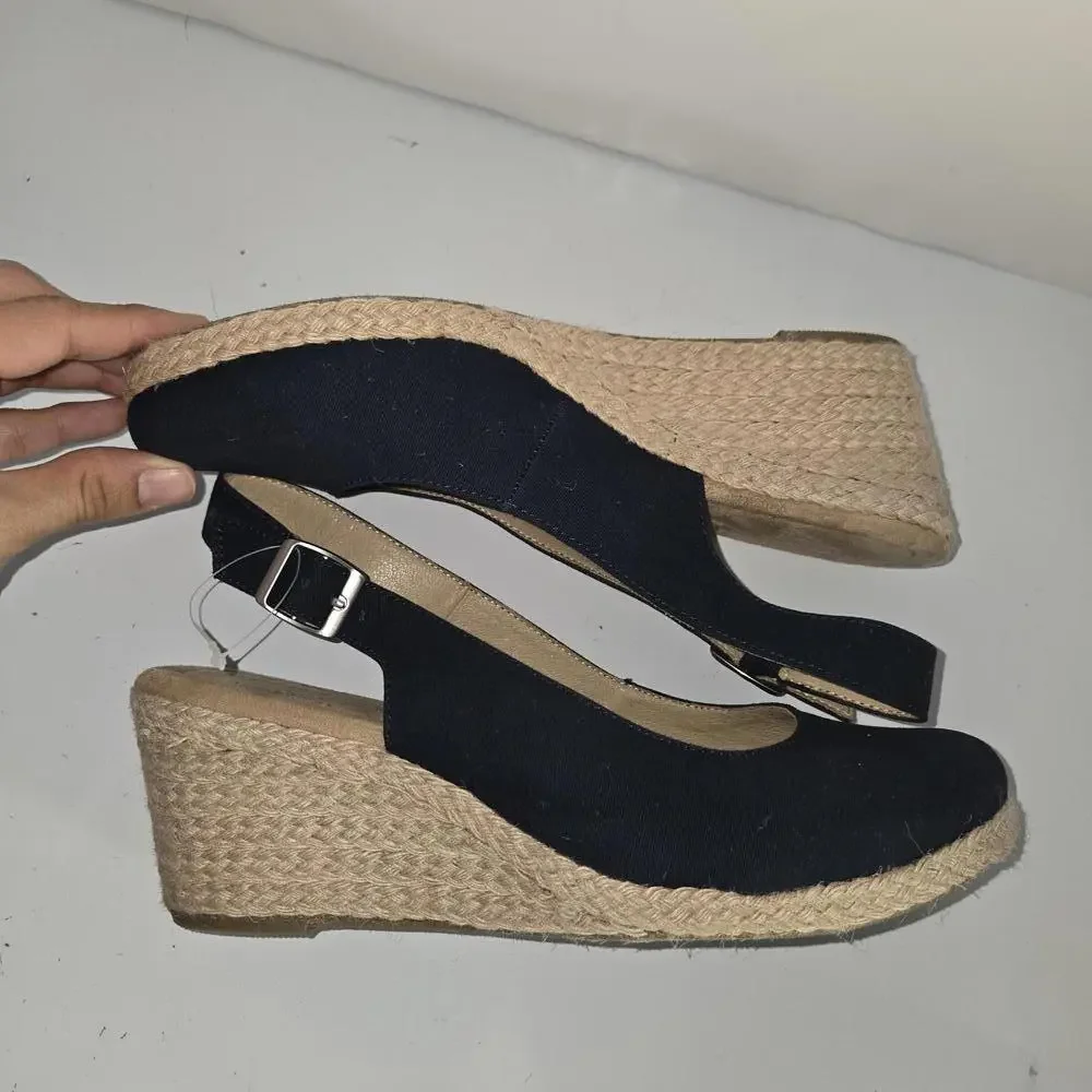 Kim‎ Rogers Dyann Ultra Comfort Navy Blue Slingback Wedge Shoes Sz 9.5M